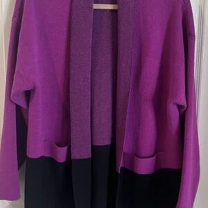Sky Women's Magenta and Black Open Front Cardigan